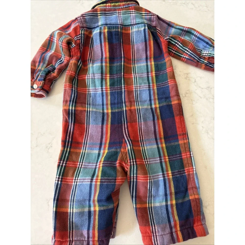 ralph lauren polo 6m Plaid One Piece Flannel Lined Lumberjack Suit Baby Boy
